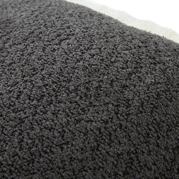 Kyra Graphite Grey Bouclé Fringed Cushion