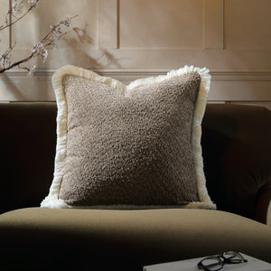 Kyra Mink Bouclé Fringed Cushion