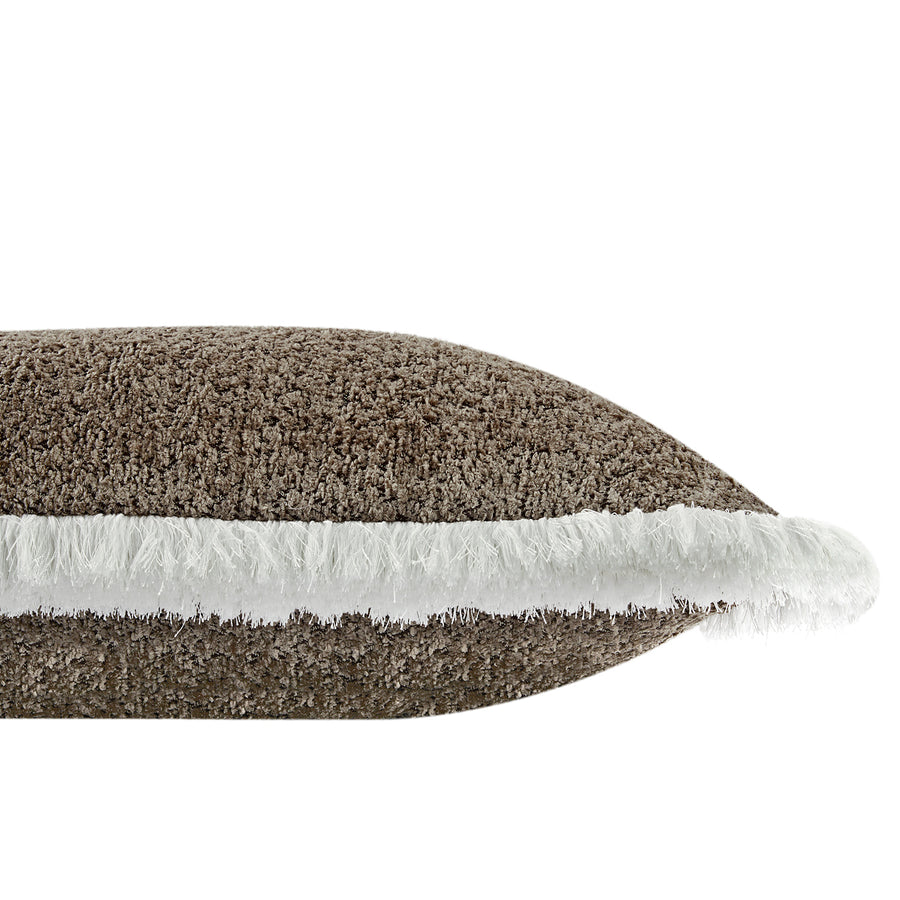 Kyra Mink Bouclé White Fringed Lumbar Cushion