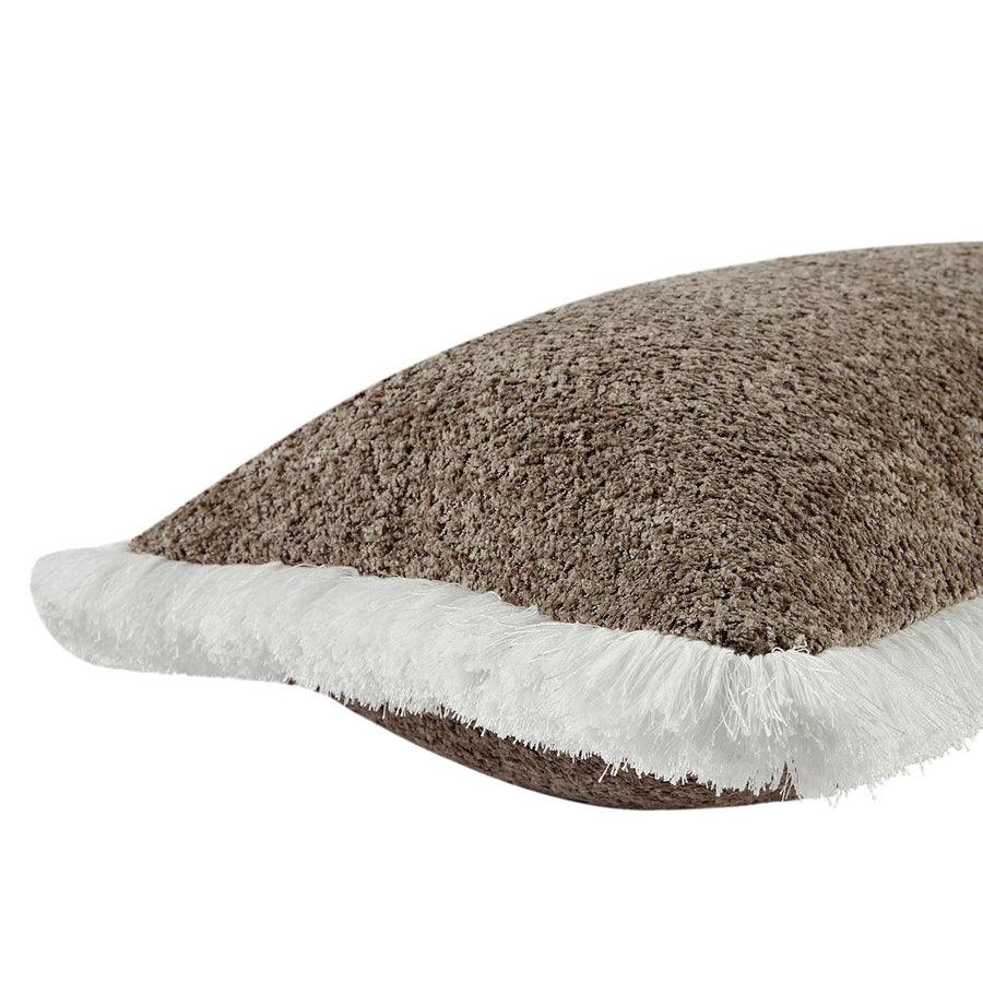 Kyra Mink Bouclé White Fringed Lumbar Cushion