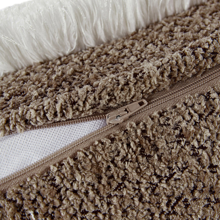 Kyra Mink Bouclé White Fringed Lumbar Cushion