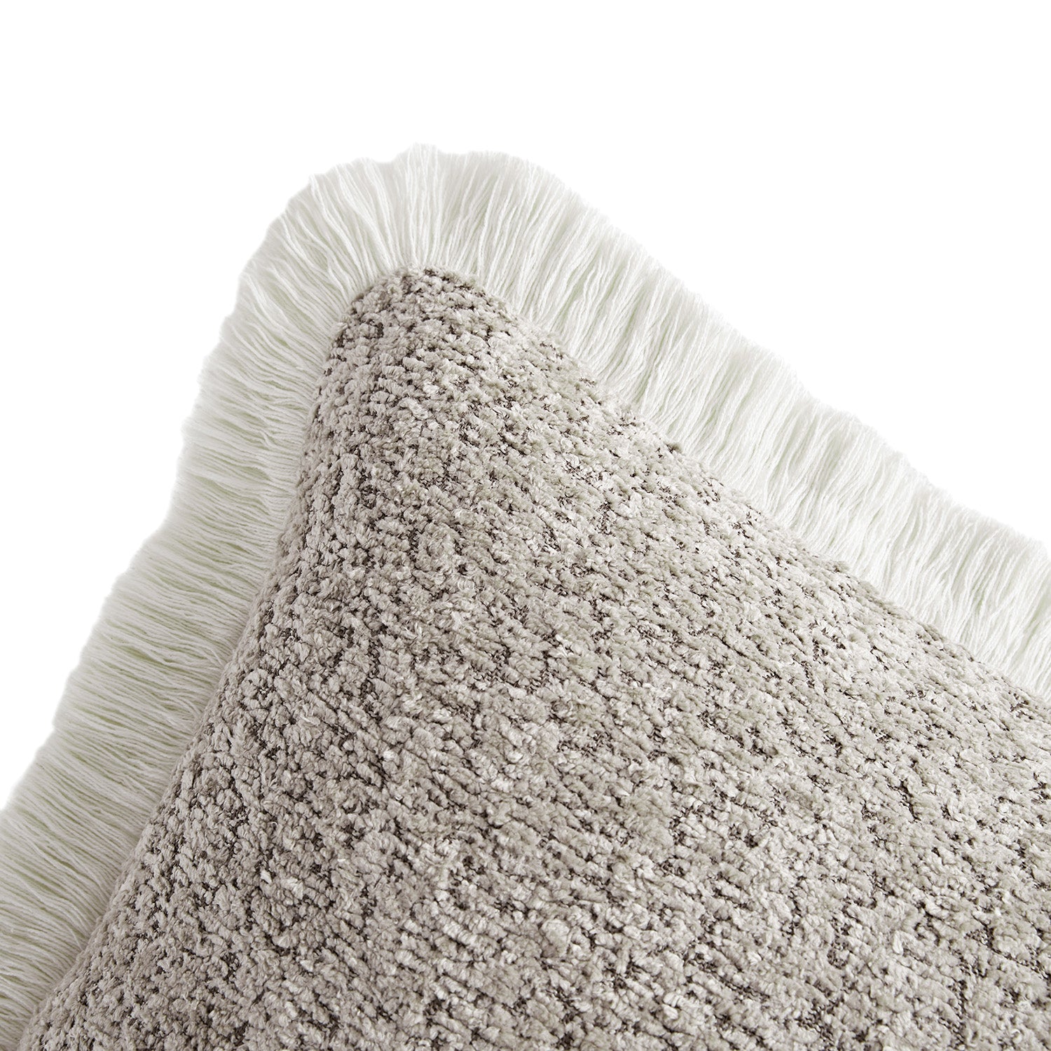 Kyra Stone Bouclé Fringed Rectangular Cushion