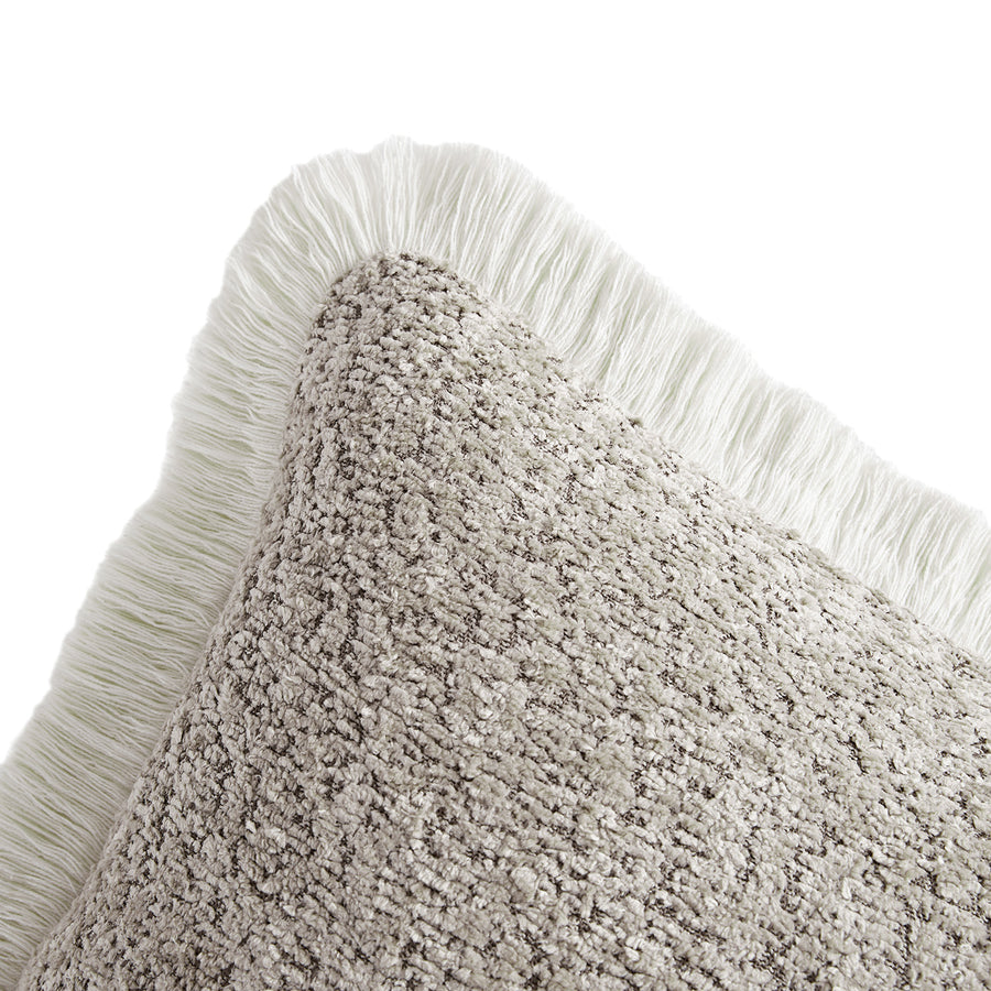 Kyra Stone Bouclé Fringed Rectangular Cushion - daals