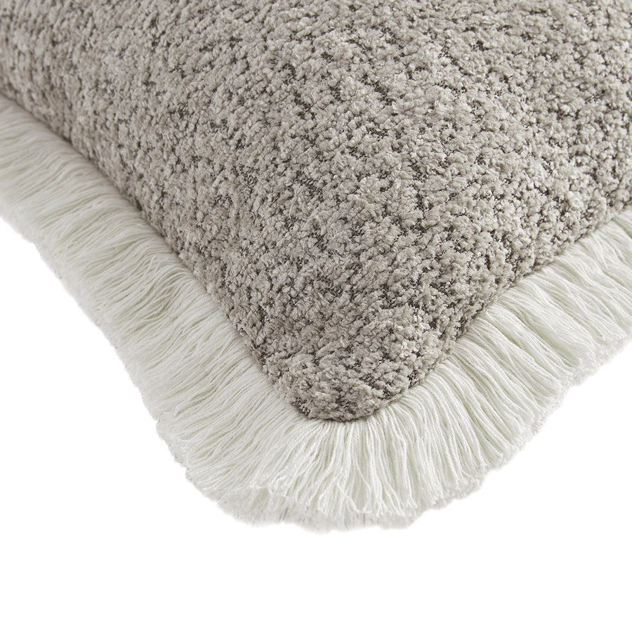 Kyra Stone Bouclé Fringed Rectangular Cushion - daals