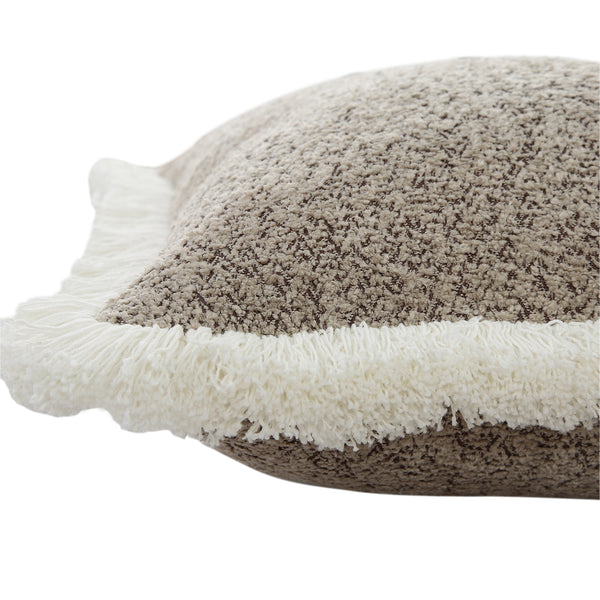 Kyra Stone Bouclé Fringed Cushion