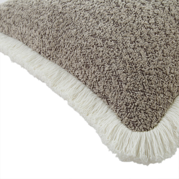 Kyra Stone Bouclé Fringed Cushion