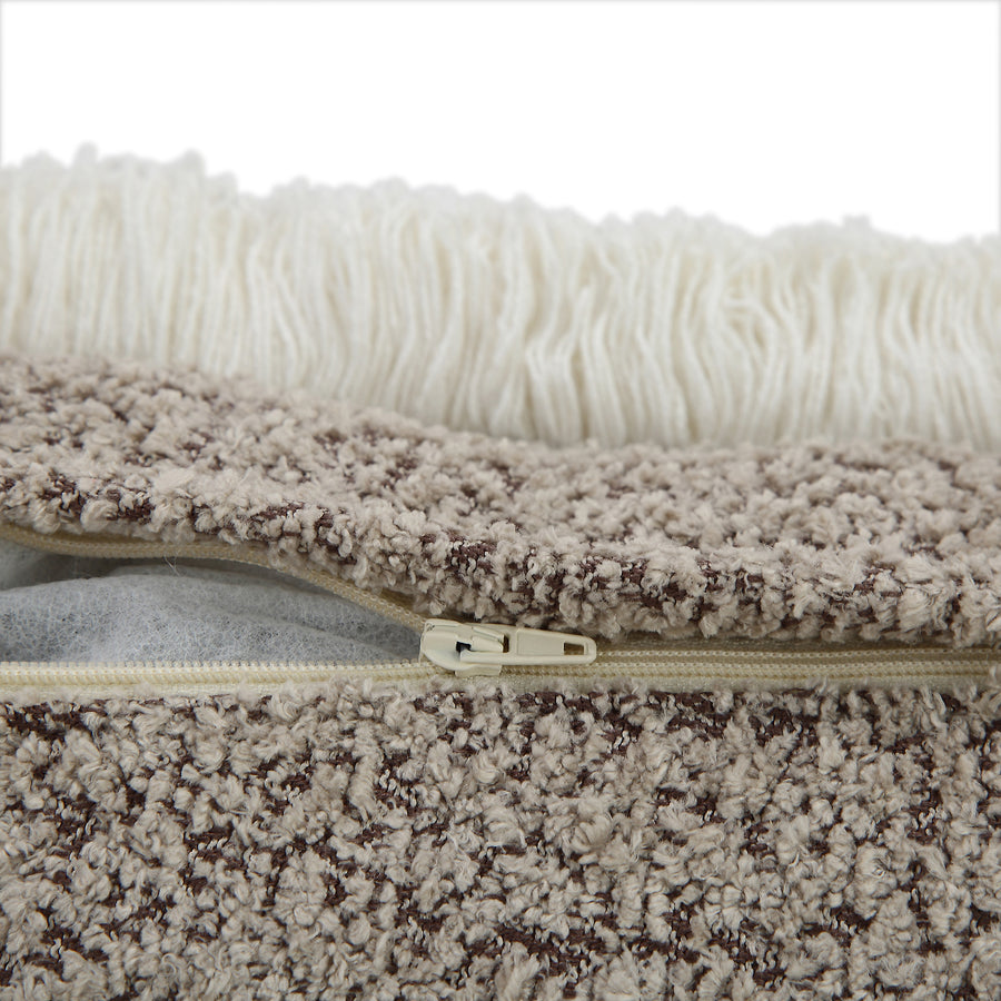 Kyra Stone Bouclé Fringed Cushion