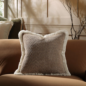 Kyra Stone Bouclé Fringed Cushion