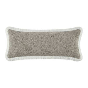 Kyra Stone Bouclé White Fringed Lumbar Cushion