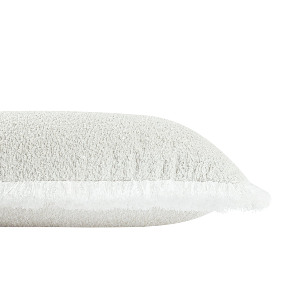 Kyra Cream White Bouclé Fringed Lumbar Cushion - daals