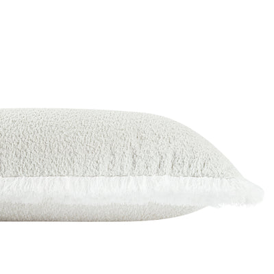 Kyra Cream White Bouclé Fringed Lumbar Cushion