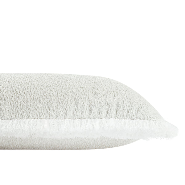 Kyra Cream White Bouclé Fringed Lumbar Cushion - daals
