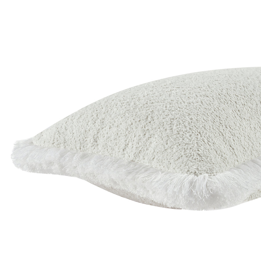 Kyra Cream White Bouclé Fringed Lumbar Cushion - daals