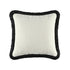 Kyra Cream White Bouclé Black Fringed Cushion - daals