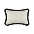 Kyra Cream White Bouclé Black Fringed Rectangular Cushion - daals