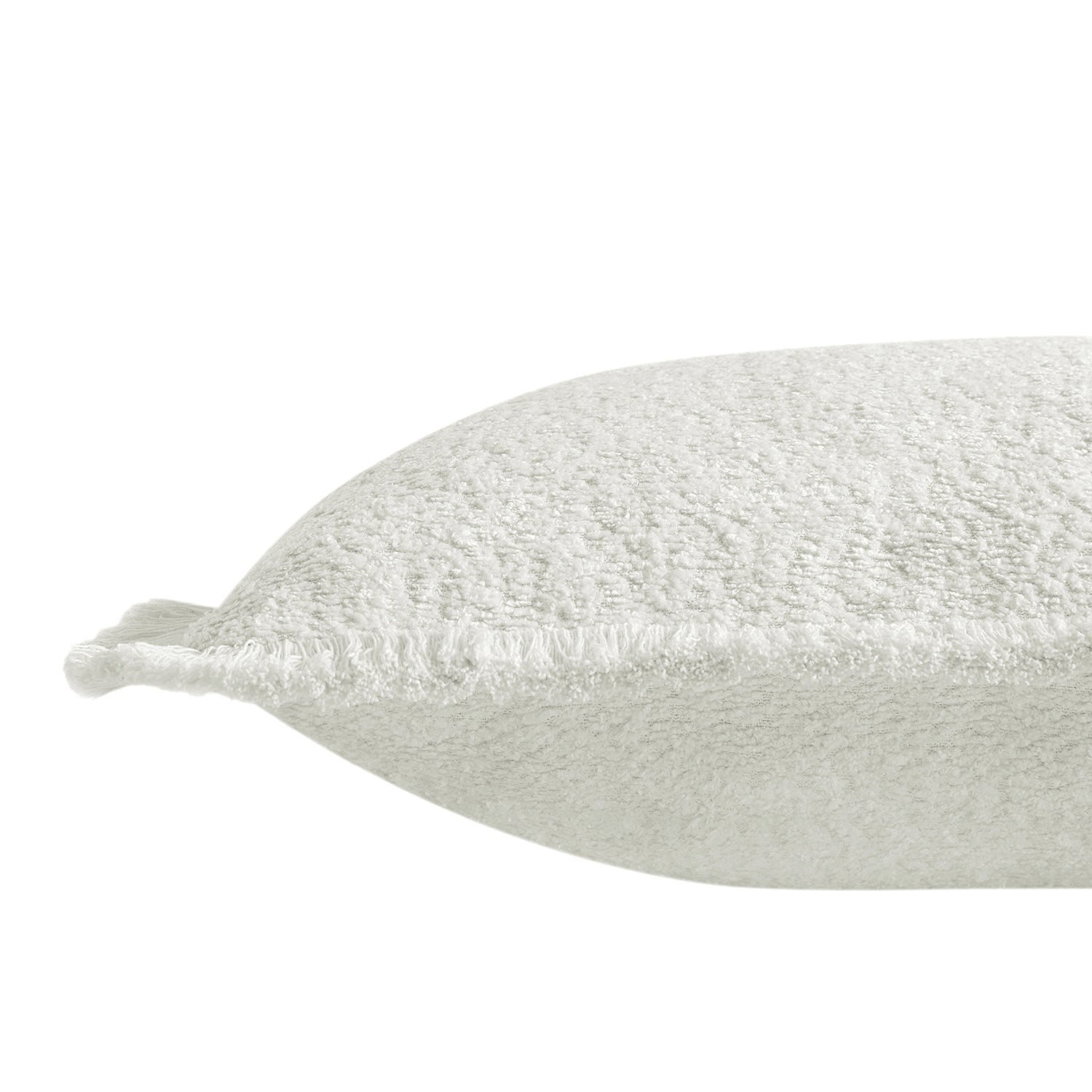 Kyra Cream White Bouclé Fringed Rectangular Cushion