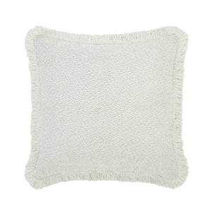 Kyra Cream White Bouclé Fringed Cushion