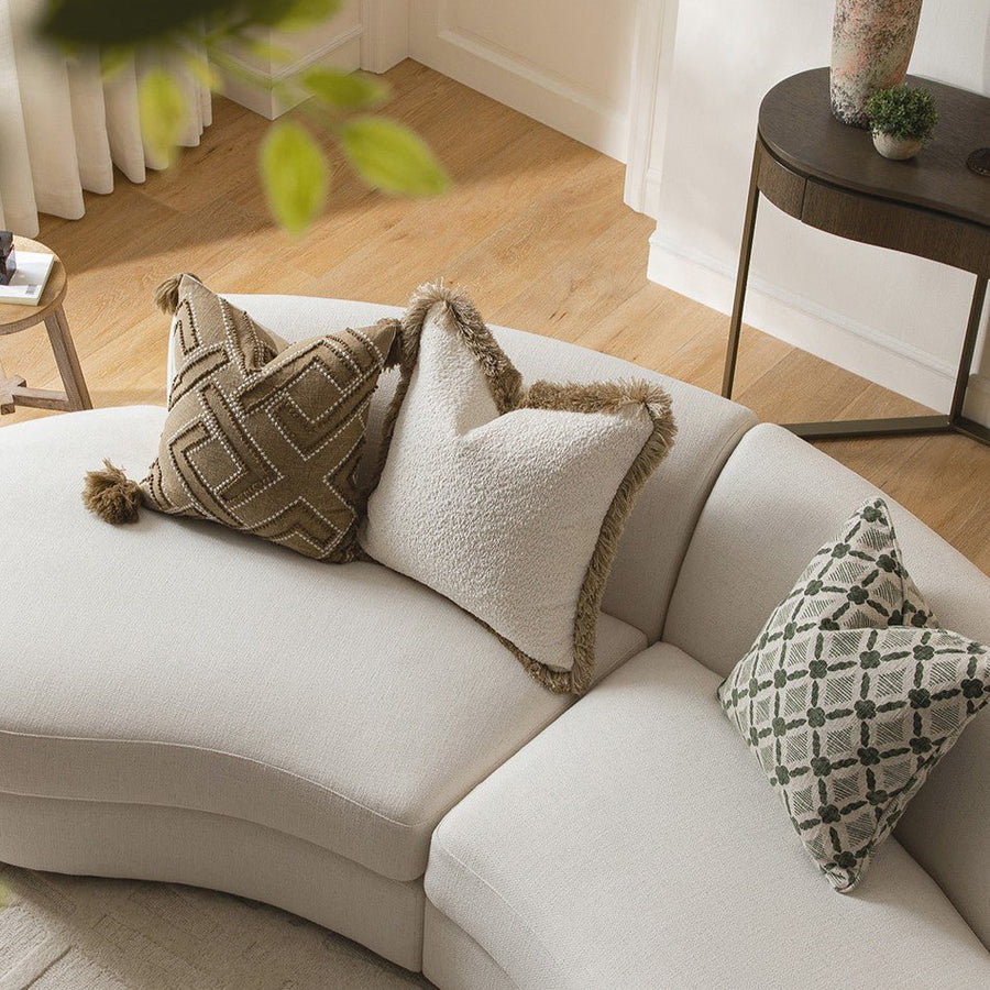 Kyra Cream White Bouclé Natural Fringed Cushion - daals
