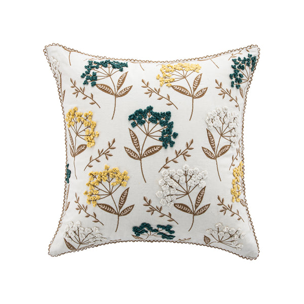 Country Collection Cow Parsley Embroidered Cotton Cushion