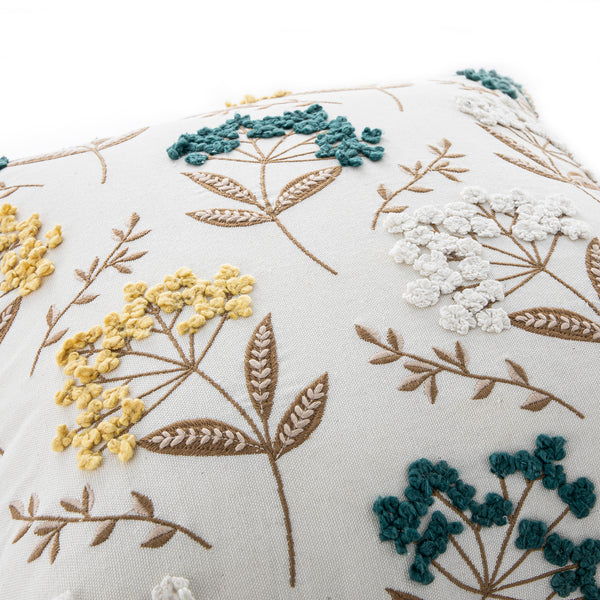 Country Collection Cow Parsley Embroidered Cotton Cushion