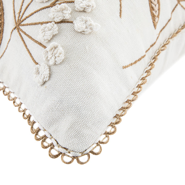 Country Collection Cow Parsley Embroidered Cotton Cushion