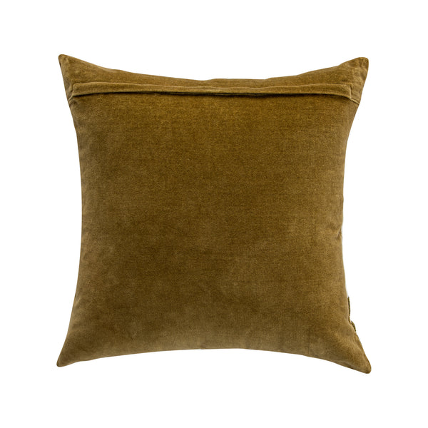 Damask Moss Green Wool Embroidered Cushion
