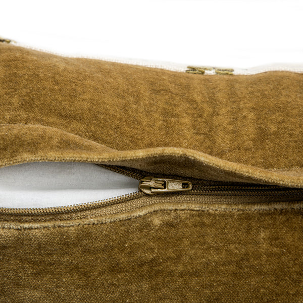 Damask Moss Green Wool Embroidered Cushion