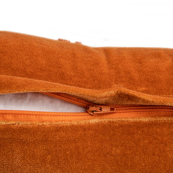 Damask Burnt Orange Wool Embroidered Cushion