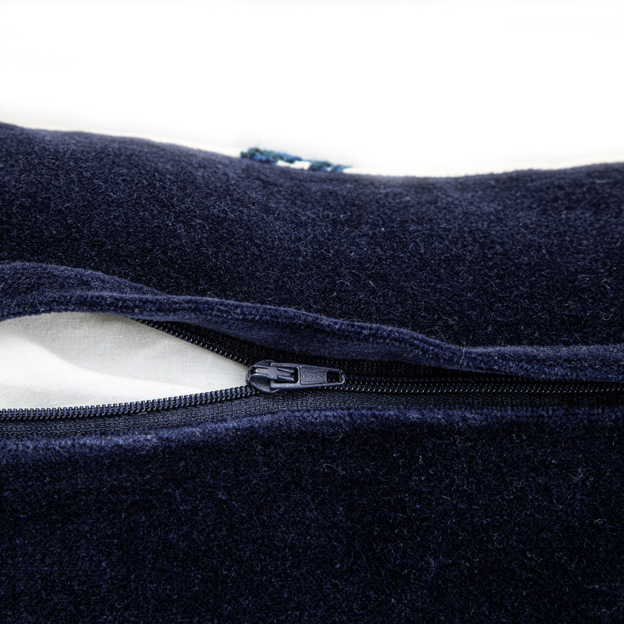 Damask Sapphire Wool Embroidered Cushion