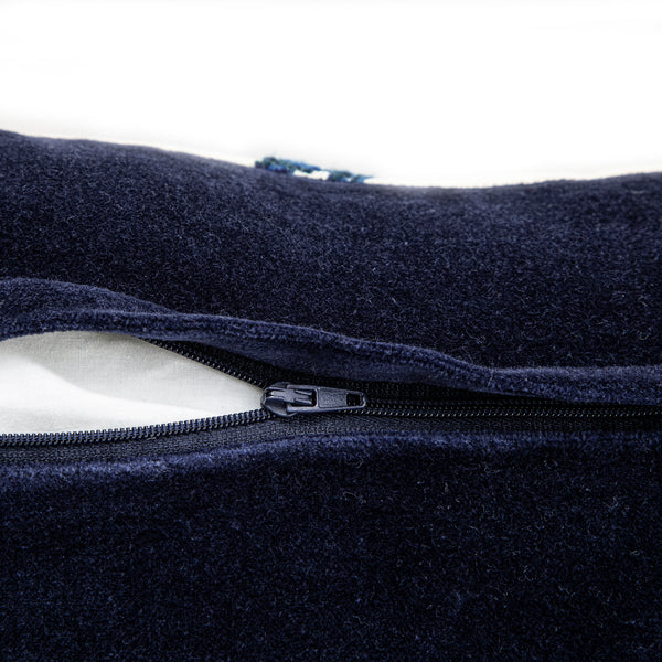 Damask Sapphire Wool Embroidered Cushion