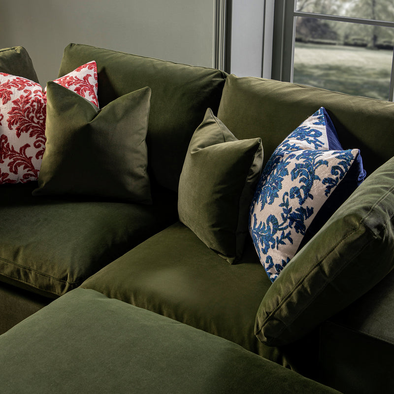 Damask Sapphire Wool Embroidered Cushion