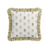 Darcy Floral Olive Green Embroidered Ruffle Linen Blend Cushion - daals