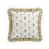 Darcy Floral Olive Green Embroidered Ruffle Linen Blend Cushion