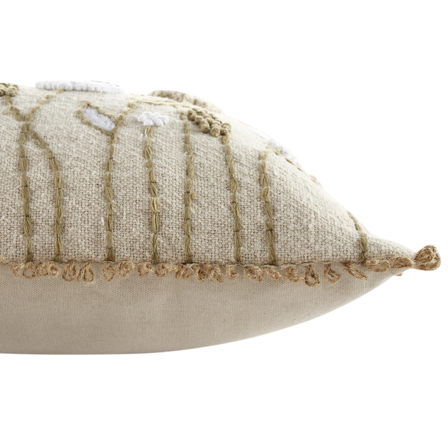 Delilah Crochet Jute Lace Hand Embroidered Rectangular Cushion