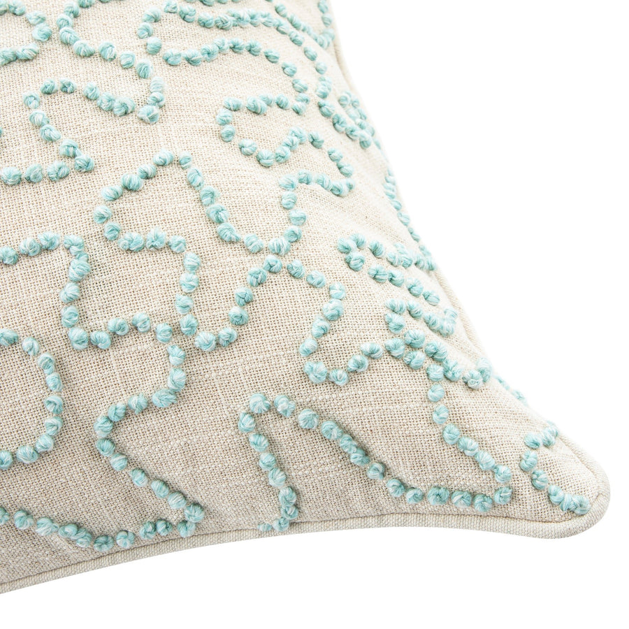 Dulcie Blue Wool French Knot Cushion - daals