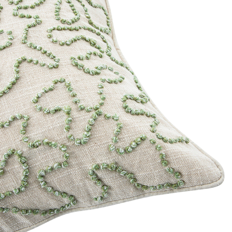 Dulcie Green Wool French Knot Cushion