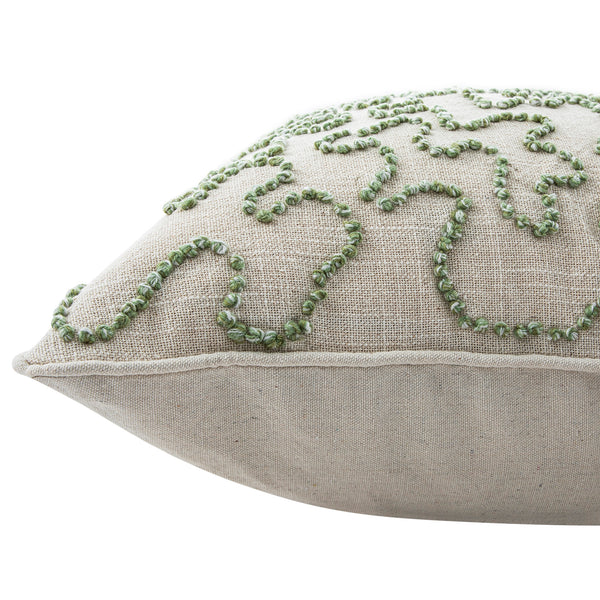 Dulcie Green Wool French Knot Cushion