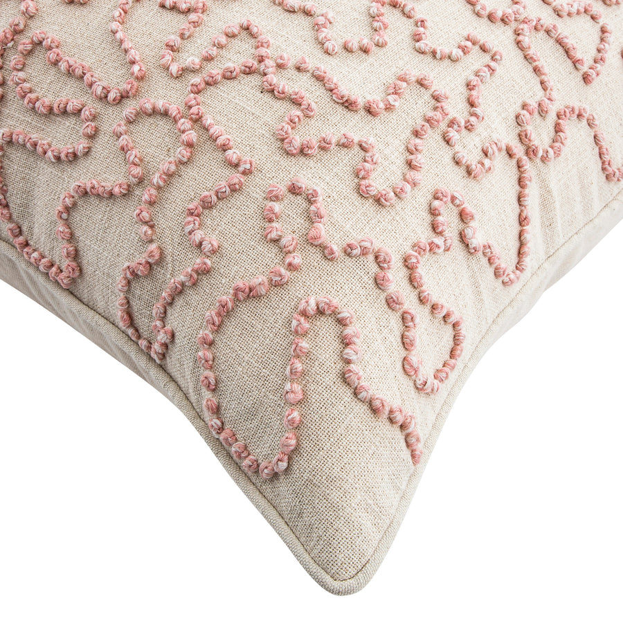 Dulcie Pink Wool French Knot Cushion - daals