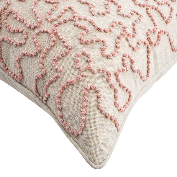 Dulcie Pink Wool French Knot Cushion