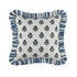 Eliza French Blue Floral Ruffle Linen Blend Cushion