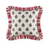 Eliza Scarlet Red Floral Ruffle Linen Blend Cushion - daals