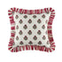 Eliza Scarlet Red Floral Ruffle Linen Blend Cushion