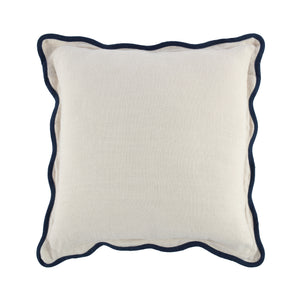 Evie Linen Prussian Blue Scalloped Square Cushion