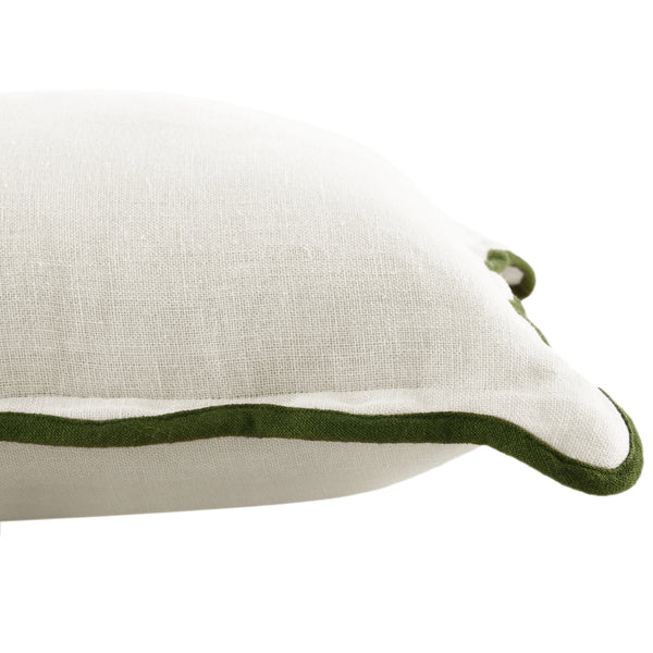Evie Linen Cedar Green Scalloped Square Cushion