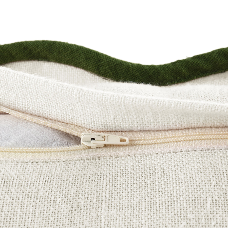 Evie Linen Cedar Green Scalloped Square Cushion
