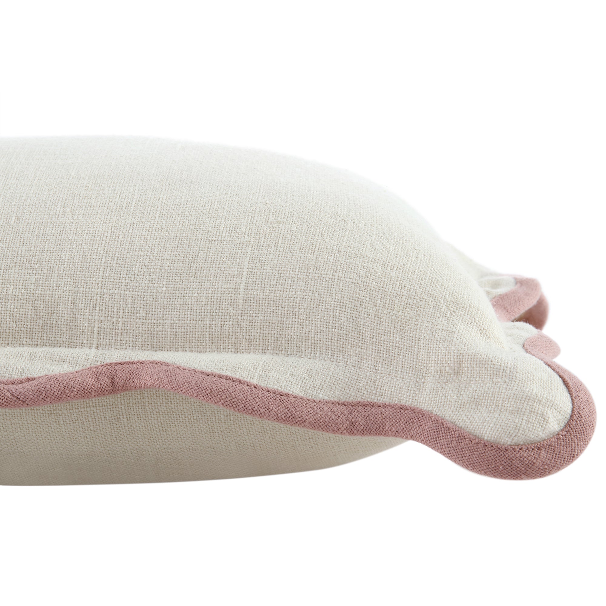 Evie Linen Dusky Pink Scalloped Rectangular Cushion | daals
