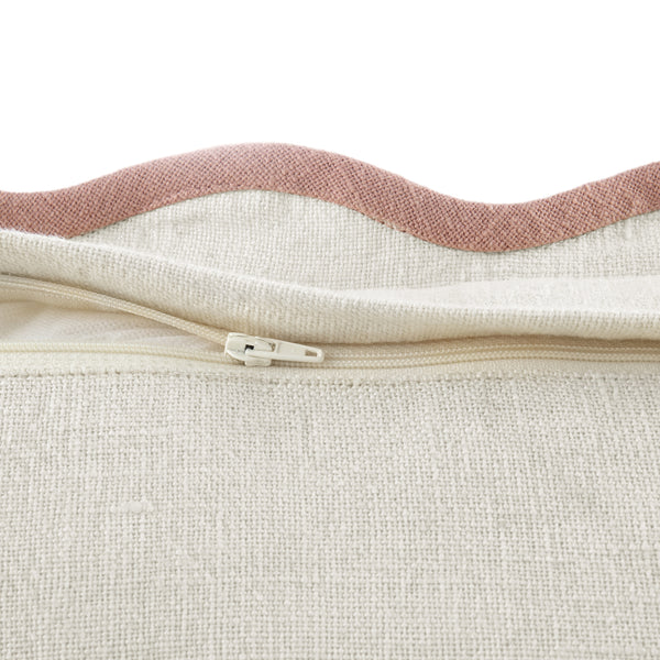 Evie Linen Dusky Pink Scalloped Rectangular Cushion