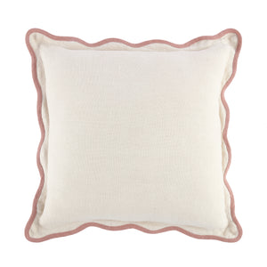 Evie Linen Dusky Pink Scalloped Square Cushion