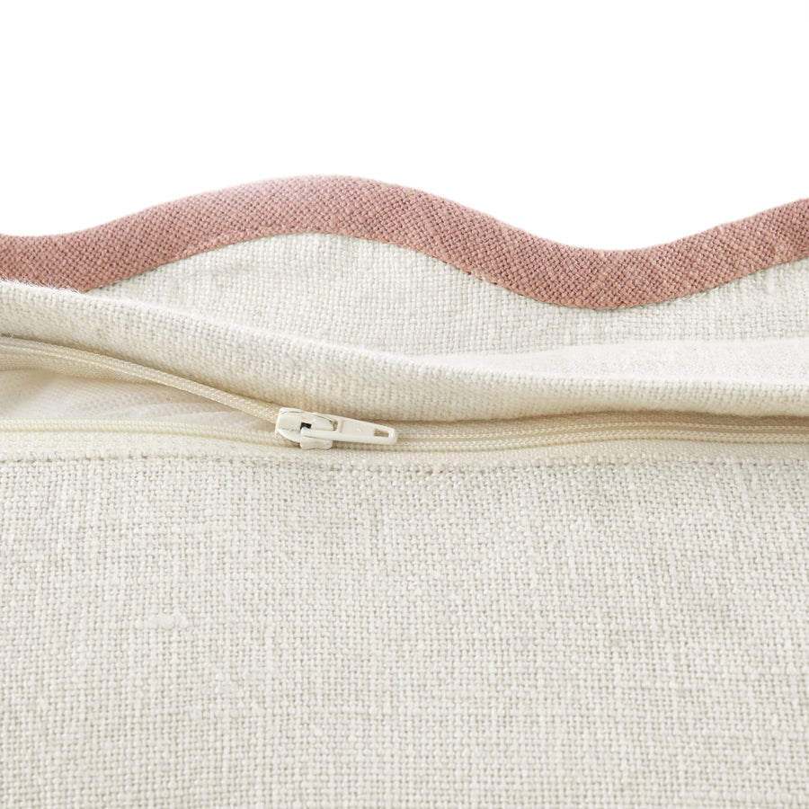 Evie Linen Dusky Pink Scalloped Square Cushion