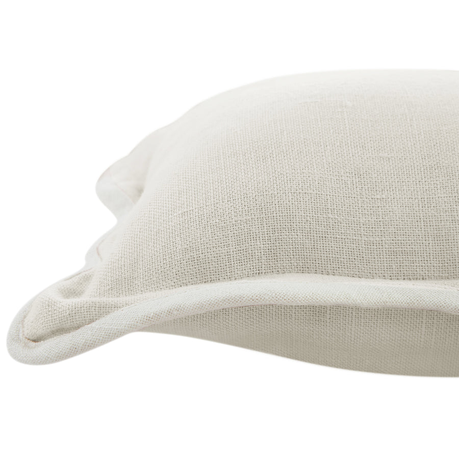 Evie Linen Powder White Scalloped Rectangular Cushion